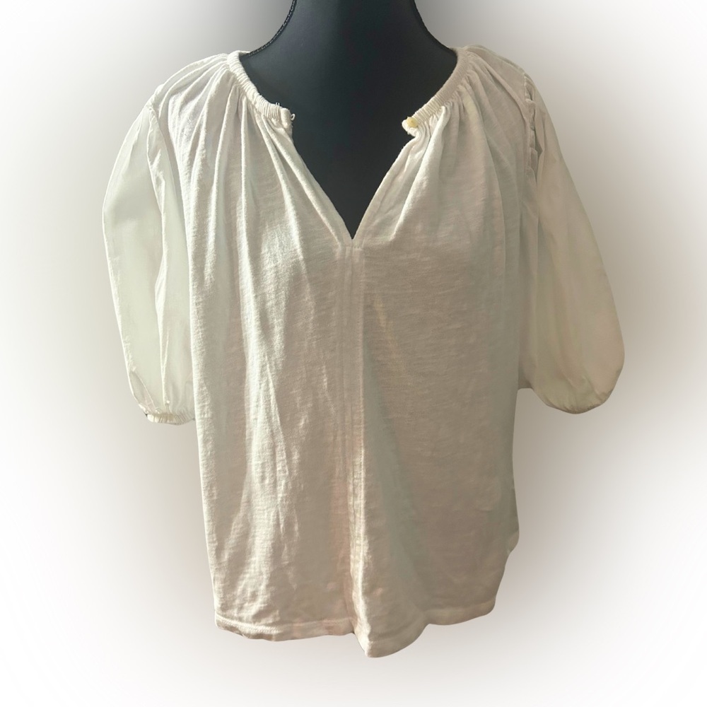 Old Navy Elegant White Women's Puff Sleeve‎ Top Size Medium